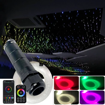 app fiber lamba küçük DC12V 6 W RGBW araba odası yıldız ışıkları LED optik yıldız tavan ışık kitleri fiber optik RF kontrolü ile cep