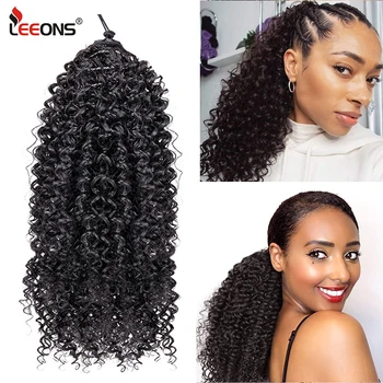 Leeons 9 Inç Afro Kinky Kıvırcık İpli At Kuyruğu Sentetik Ponytails saç ekleme at Kuyruğu Klip Postiş Kadın Için