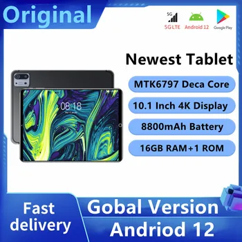 2023 Sıcak Satış Gobal Sürüm Android Tablet 10.1 İnç Android 12 16GB 1T Deca Çekirdek 8 + 13MP WPS + 5G WİFİ Bluetooth 8800mAh Dizüstü Bilgisayar