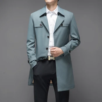 Thoshine Marka Bahar Sonbahar Erkekler Uzun Trençkotlar Üstün Kalite Erkek Moda Giyim Ceketler Akıllı Rahat Artı Boyutu 6XL