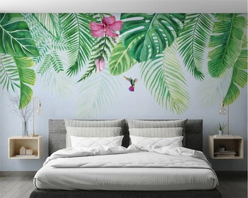Beibehang Özel duvar kağıdı İskandinav tropikal bitkiler TV arka plan duvar oturma odası yatak odası dekorasyon duvarları 3d duvar kağıdı