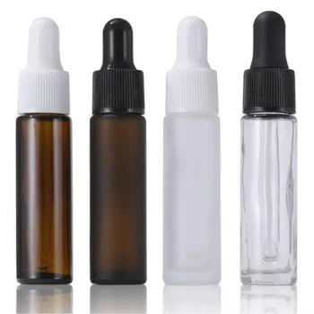 1 ADET 5ml 10ml Amber Damlalık şişeler Kalın cam Şişeler Kozmetik Ambalaj Damlalıklı Cam Şişe Uçucu Yağlar Doldurulabilir Şişeler