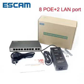 ESCAM 8CH POE Anahtarı 10/100M 150m Mesafe 120W DC ve 2Lan Bağlantı Noktası IP Kamera CCTV Sistemi NVR POE güç kaynağı adaptörü