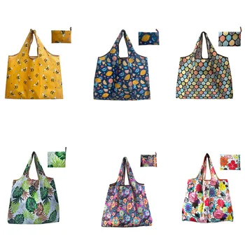 6 Paket Alışveriş Çantaları Yeniden Bakkal Tote Çanta X-Large Yırtılmaz Geometrik Moda Geri Dönüşüm Çanta Kılıfı ile Toplu Naylon Torbalar