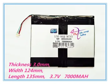 4 iplik polimer lityum iyon batarya 30124135 3.7 V 7000 MAH İçin fiş İle CH, Tablet PC Pil, mükemmel kalite lar