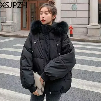 2023 Yeni Kadın Aşağı Pamuk Ceket Kış Ceket Kadın Kore Versiyonu Ekmek Takım Elbise Parkas Kısa Gevşek Dış Giyim Sıcak Tutmak palto